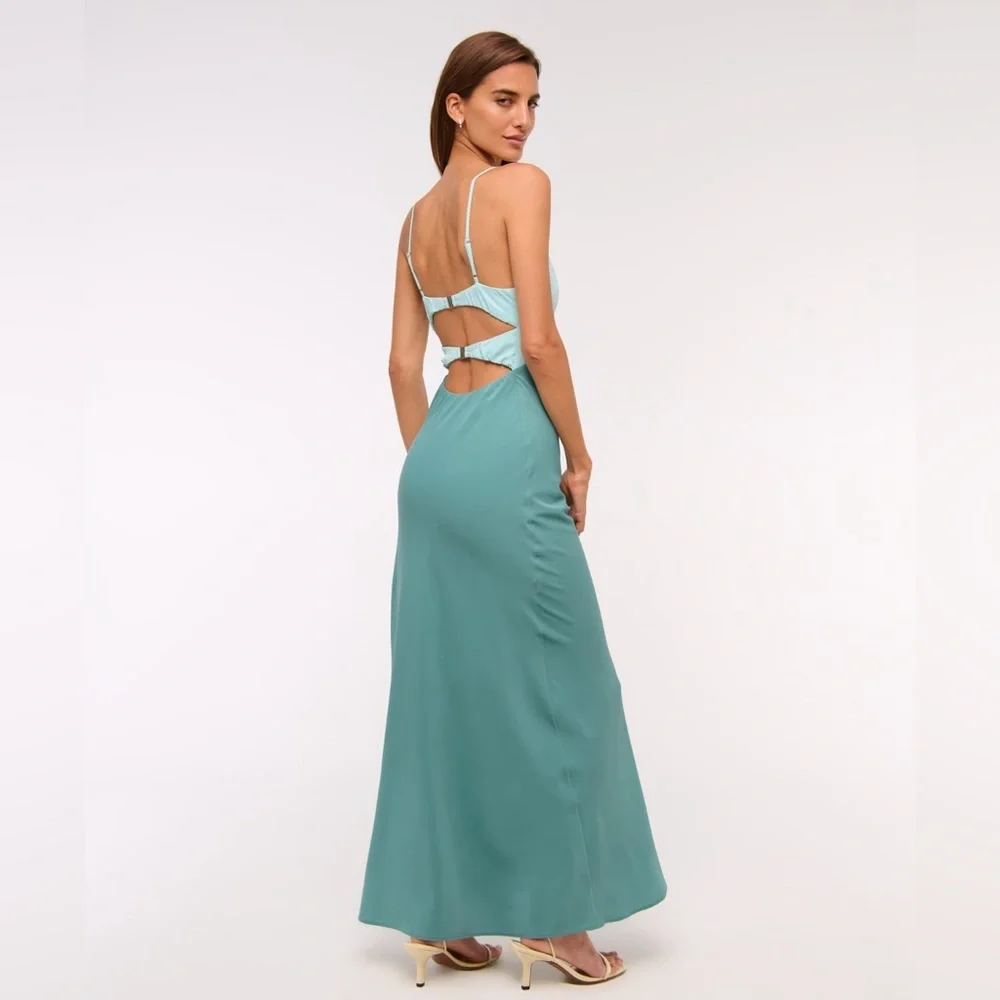 Abercrombie & Fitch Two-Tone Teal Maxi Dress